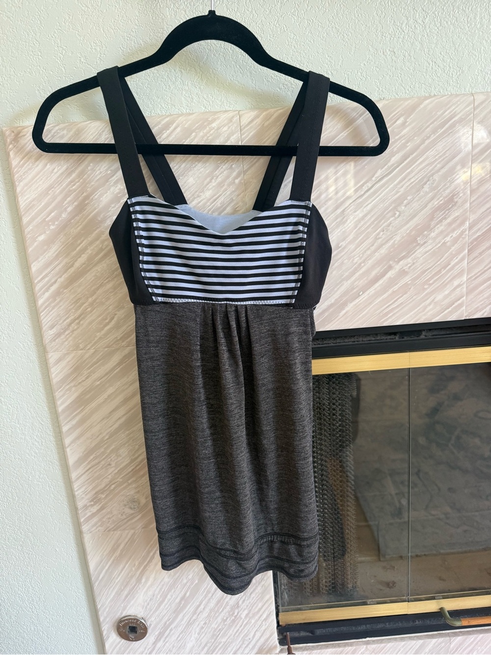 Lululemon Striped Bust Black & Gray  Tank Top
